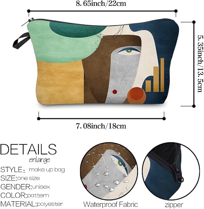 Deanfun Makeup Case Small, Cosmetic Zipper Bag Waterproof for Purse Mini, Women Cute Traveling Accessories Pouch for Ladies Thanksgiving Christmas Gifts(D2-55402)