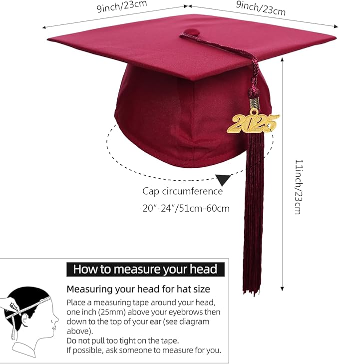 Newrara Graduation Unisex Matte Adult Graduation Cap with Tassel