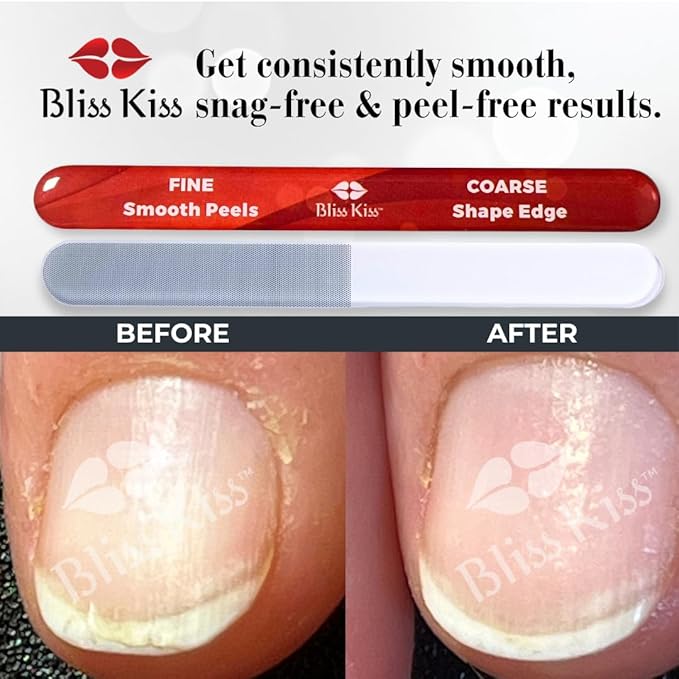 Bliss Kiss Nano Glass Nail File & Callus Buffer for Weak, Brittle, Peeling Nails for Women for Natural Nails with Case