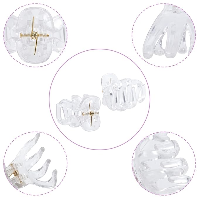YOHAMA 10 pcs Hair Clips Medium Small 1.57 in Clear Octopus Claw Clips 4cm Medium Jaw Clips Durable Strong Grip for Women Girls Thick Hair.