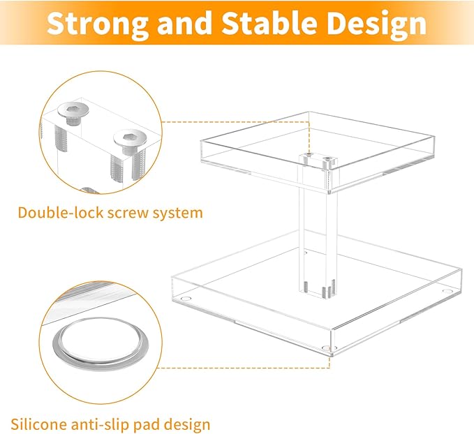 NIUBEE 2-Tier Acrylic Bathroom Cosmetic Storage Organizer for Dresser and Countertop - Standing Perfume Tray for Bedroom Decor