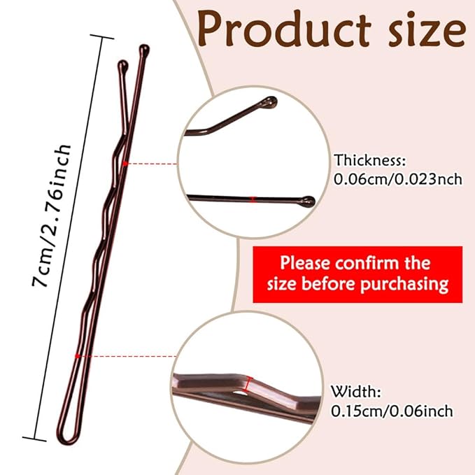YINGFENG 220pcs 2.76 Inch Large Brown Bobby Pins for Women, Jumbo Long Pins with Box, Reusable Non Slip Big Pins Great For Thick Hair