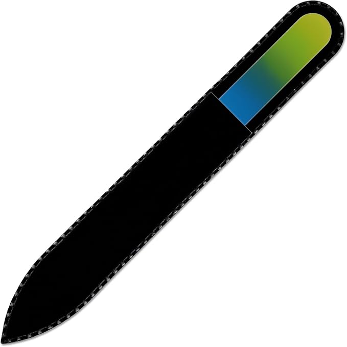 Mont Bleu Rainbow Crystal Nail File in Black Pouch - Czech Tempered Glass - Handmade in Bohemia (Czech Republic)