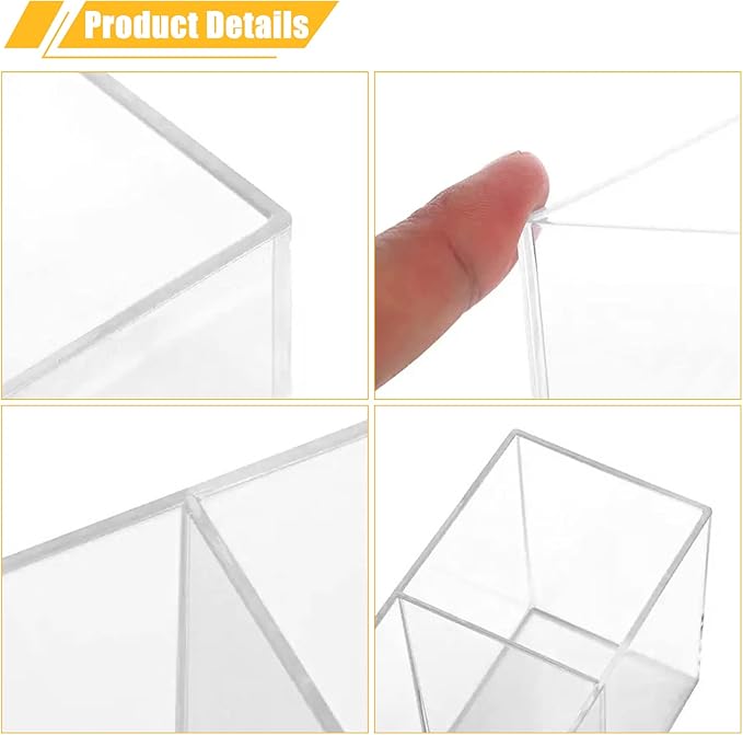 Clear Makeup Brush Organizer,Acrylic Cosmetic Brushes Storage Holder with 3 Slots,Pencil Pen Holder for Desk,Desk Organizer and Accessories for Vanity