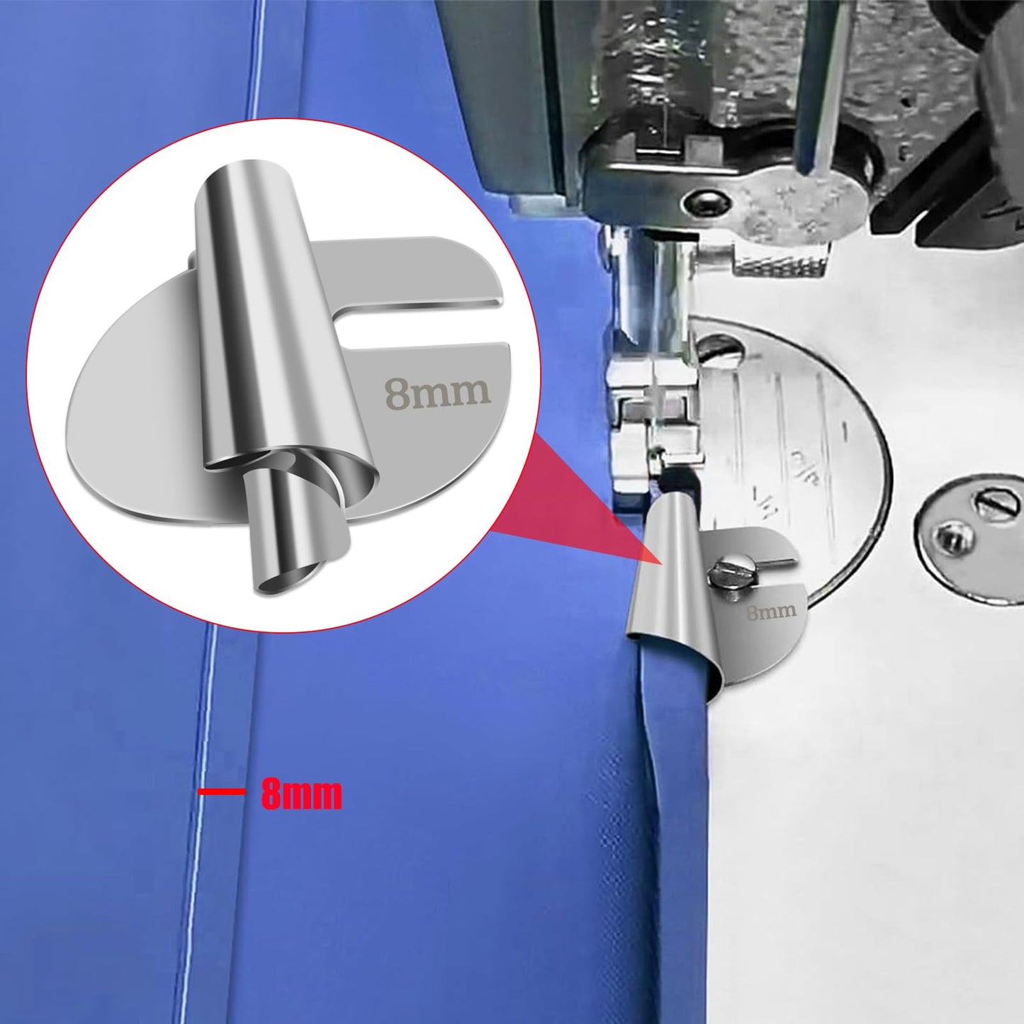 TOOVREN Sewing Rolled Hemmer Foot 8PCS Rolled Hem Presser Foot 3/4/5/6/7/8/9/10mm 8 Sizes Wide Rolling Hem Foot Sewing Machine Presser Feet Hemmer Home Industrial Curved Scroll Hemming Feet