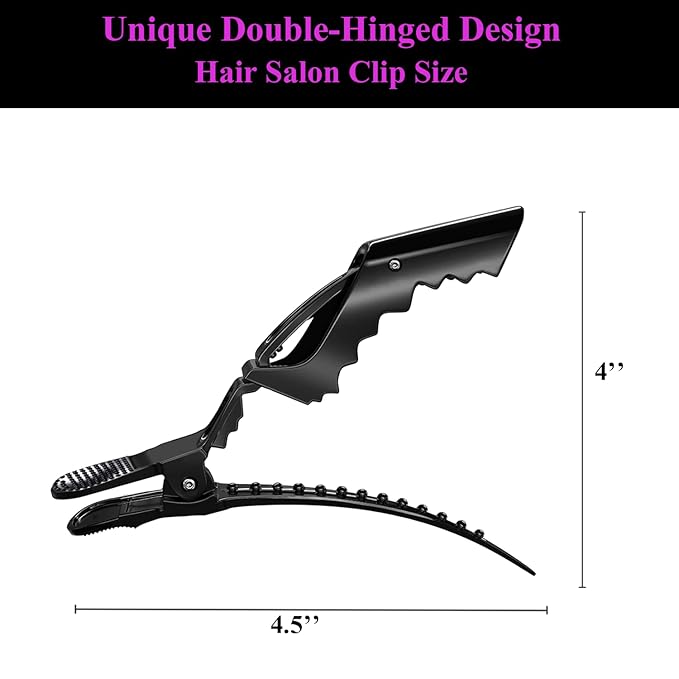 30 Pcs Alligator Hair Clip for Styling Sectioning - Salon Hair Clip for Thick Hair, Plastic Hair Styling Clip with Wide Teeth & Double-Hinged Design (Black)