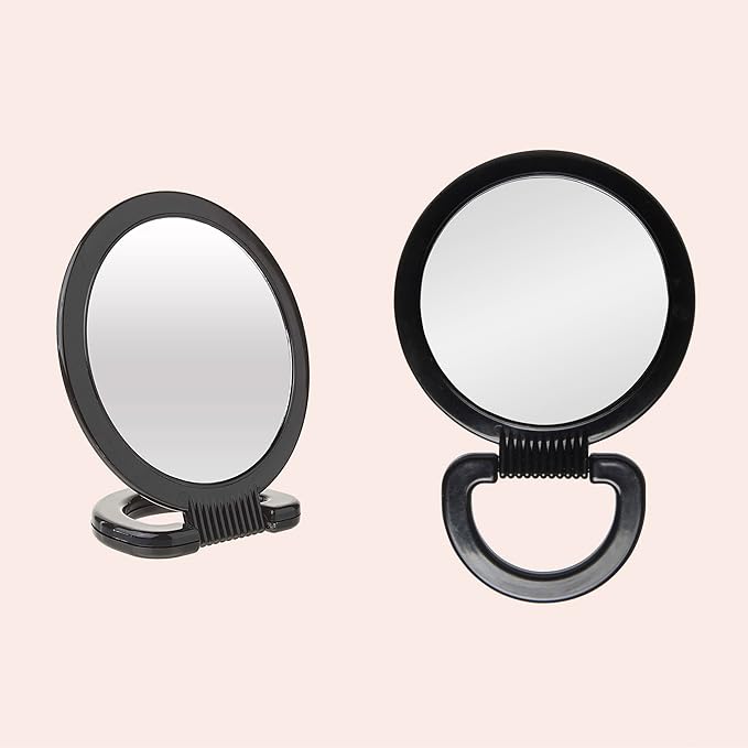 Diane Hand Mirror – Double-Sided 1X and 3X Magnification, Lightweight Portable Handheld Mirror with Handle, Ideal for Makeup, Shaving, & Everyday Beauty, Compact Size for Travel & Gym – 6" Diameter