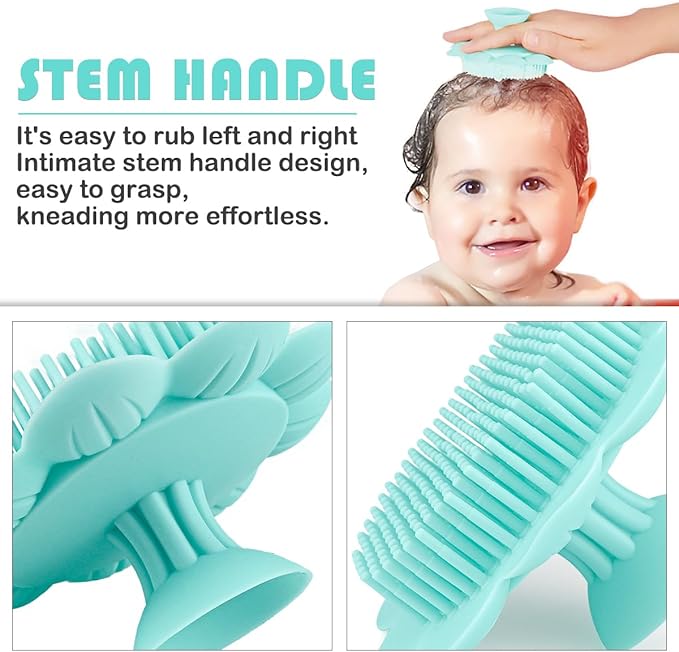 Baby Cradle Brush - Silicone Massage & Exfoliator Brush for Newborns to Toddlers (Green)