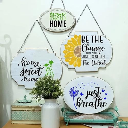 JAJADO Home Silk Screen Stencils DIY Screen Printing Template, Faith Farmhouse Family Quote Reusable Adhesive Stencils Silk Screen Transfer for Crafts Painting on Wood, T-Shirt, Glass, Paper 8.5x8.5¡°