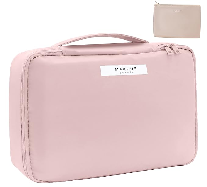 Travel Makeup Bag Cosmetic Bag Makeup Bag Toiletry bag for women and men(Pink)