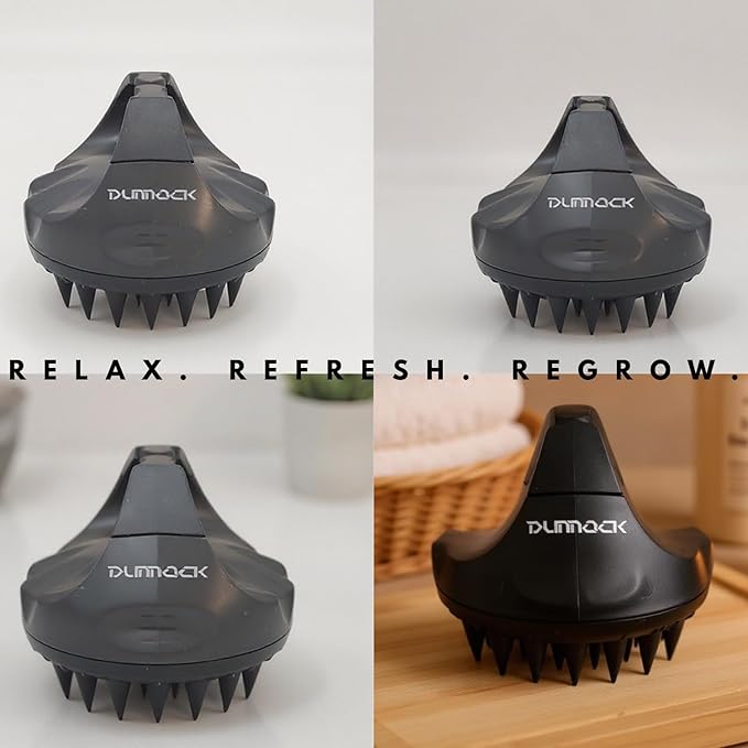 Dunnock Manual Scalp Massager & Shampoo Brush (Black) Ã¢ÂÂ Designed to give You a Salon-Like Scalp Treatment at Home Turn Every Wash Dandruff Comb Into a Spa Experience Silicone Hair Shampoo Brush.