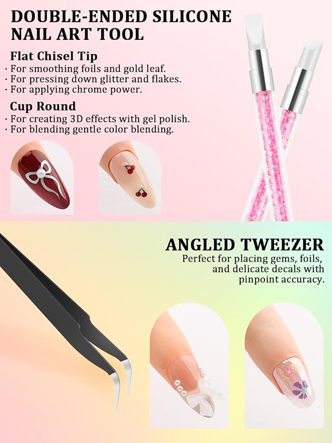 Nail Art Tools Set, Nail Stand for Press on Holder for Painting Nails, Nail Art Brushes and Dotting Tools, Nail Design Tools Supplies, Gel Polish and Builder Brush, French Tip Brush, Liner Brush