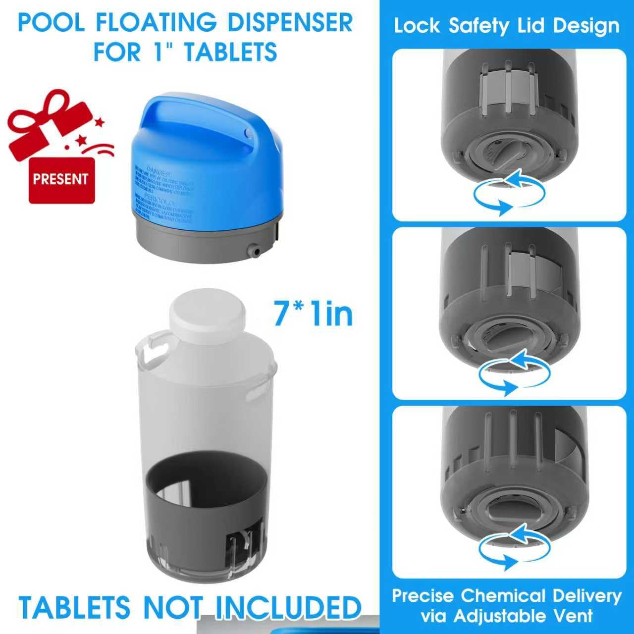 TidyMister All in One Pool Cleaning Kit - 18'' Repairable Pool Nylon Net & 18'' Detachable Round Brush & 11'' Fine Mesh Skimmer Net & Pool Chlorine Floater & Handy Scrubber for Water Line Cleaning