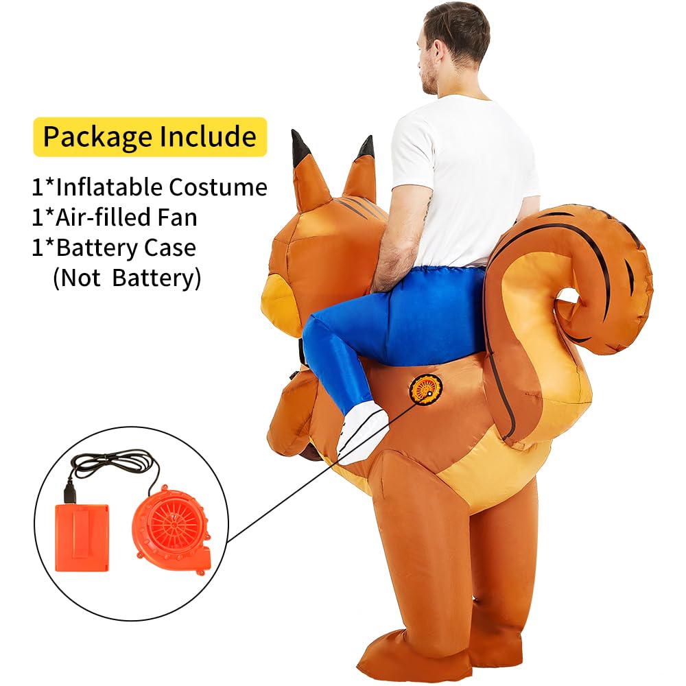 JUROSAICA Inflatable Squirrel Costume Adult Funny Ride On Blow Up Animal Suit Halloween Thanksgiving Christmas Costume For Men Women