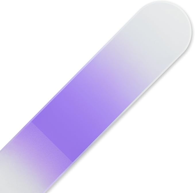 Mont Bleu Rainbow Crystal Nail File in Black Pouch - Small/Purse Size - Czech Tempered Glass - Handmade in Bohemia (Czech Republic)