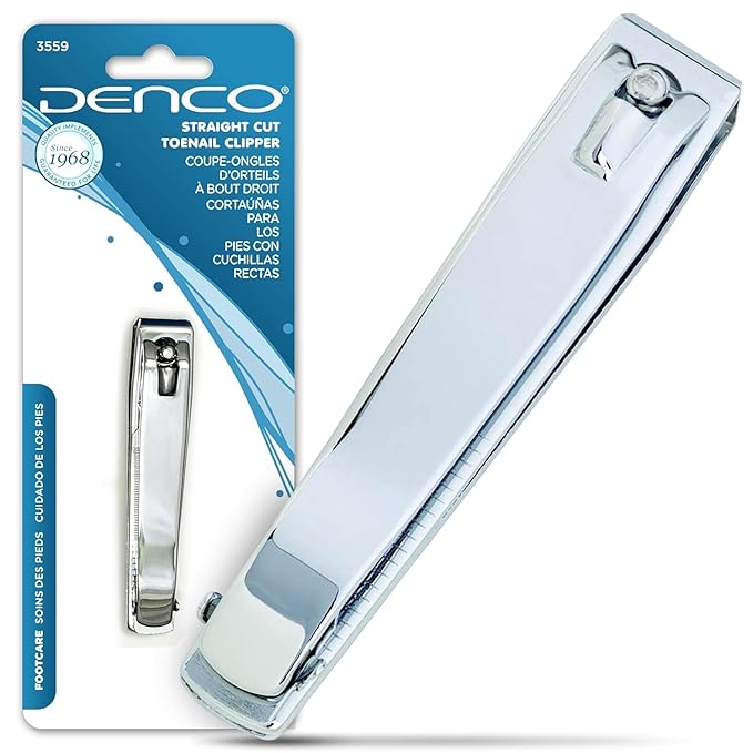 Denco Straight Cut Toenail Clipper,Silver,1 Count (Pack of 2),3559N