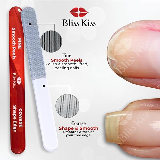 Bliss Kiss Nano Glass Nail File & Callus Buffer for Weak, Brittle, Peeling Nails for Women for Natural Nails with Case