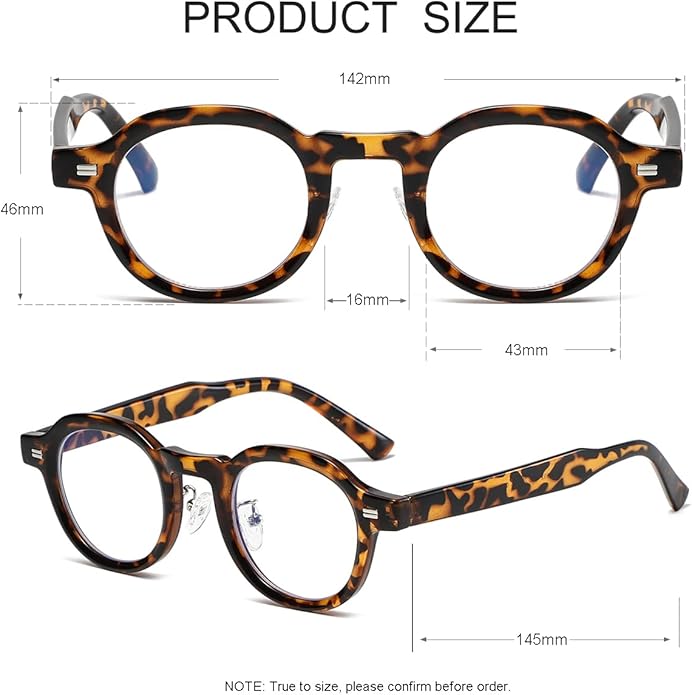 JOVAKIT Trendy Round Blue Light Blocking Glasses for Women Men Retro Vintage Circle Style Non-prescription Computer Glasses