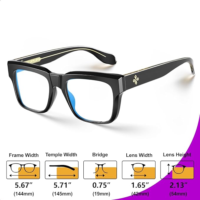 VISOONE TR90 Square Blue Light Blocking Glasses Fashion Computer Eyewear for Women and Men RANDI