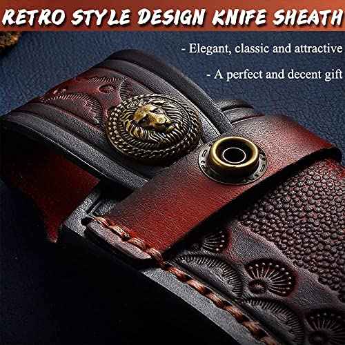 Omesio Pocket Knife Sheath, 4.53" Folding Leather Case, Horizontal Belt Sheath