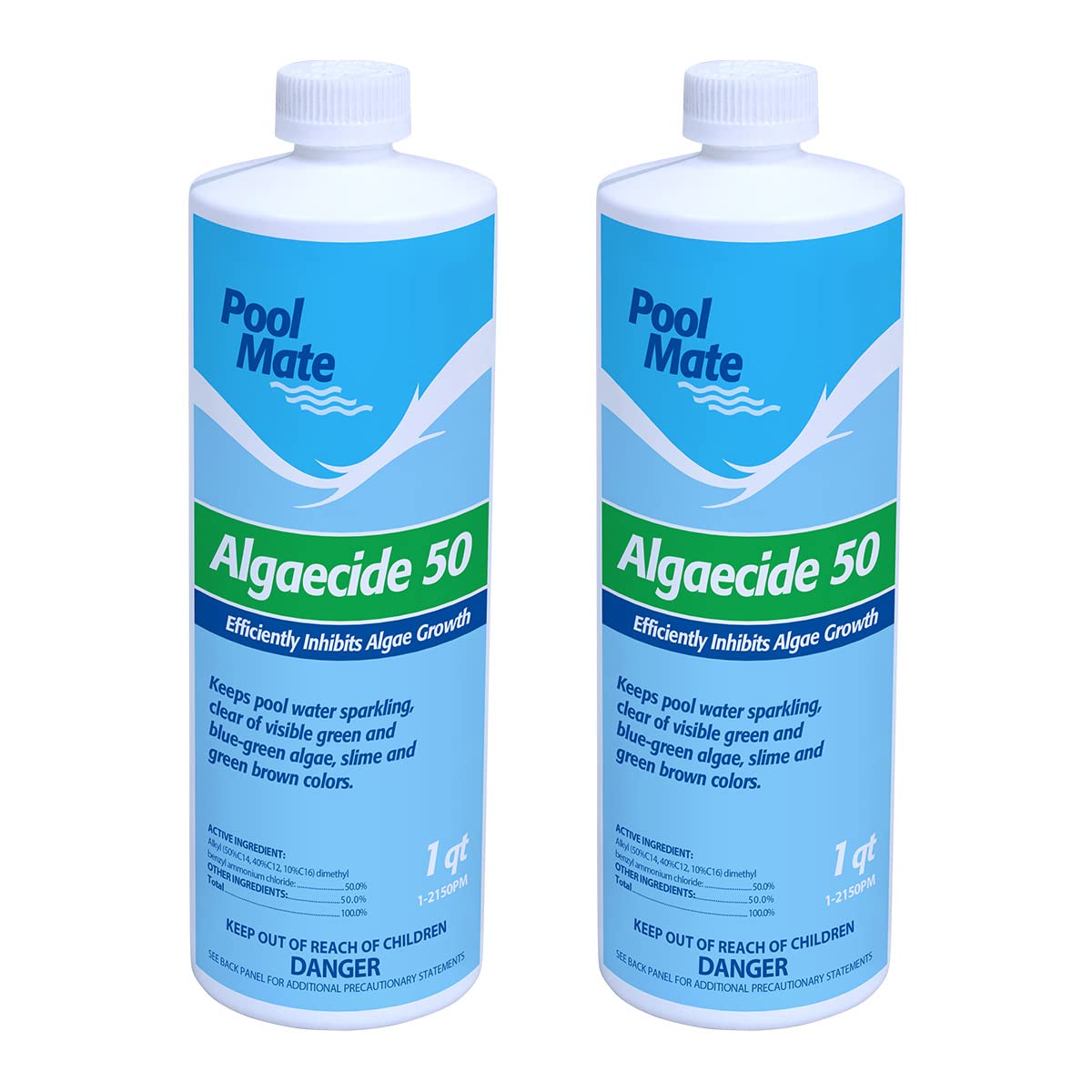 Pool Mate 1-Quart 2-Pack Premium Algaecide 50, Algaecide for Pool, Made in USA