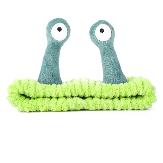 Face Wash Headband, Palm and Snail Spa Hair Bands Makeup Headbands Women Cartoon Cute Coral Fleece Elastic Headband Creative Hair Accessories for Washing Face Shower Sports (Dark green/Light green)