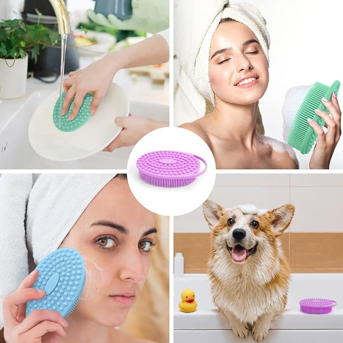 3 Pack Silicone Body Scrubber, Exfoliating Body Scrubber Fit for Sensitive and All Kinds of Skin, Soft Silicone Loofah, Clean and Sanitary Rapid Foaming