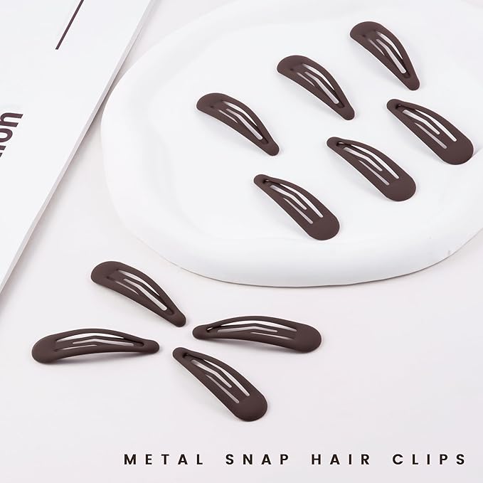 Small Hair Barrettes For Women No Slip Metal Snap Clips For Thin And Fine Hair,Matte Dark Brown,20 PCS,1.97 x 0.5 Inch.