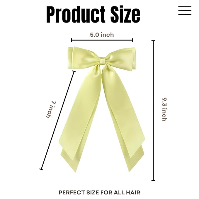 LuSeren 2 PCS Double Layer Hair Bows Yellow Hair Ribbon Clips Ponytail Holder Accessories for Women Girls Toddlers Teens Kids
