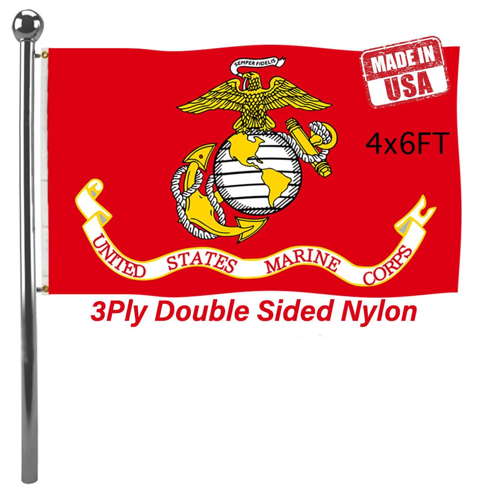Jayus US Marine Corps Military Flags 4x6 Outdoor - 320D Heavy Duty Nylon Double Sided USMC Army Flag Banner with 2 Grommets