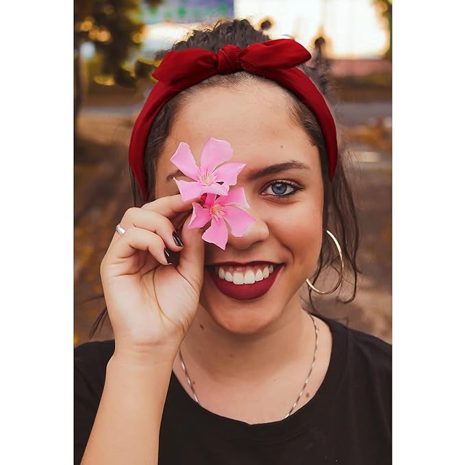 Jaciya Knotted Bow Headbands for Women Girls Turban Headbands Wide Knot Hairband