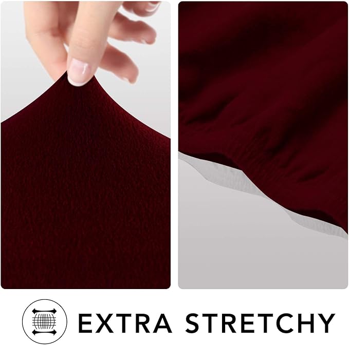 PureFit Super Stretch Sofa Slipcover – Spandex Non Slip Soft Couch Sofa Cover, Washable Furniture Protector with Non Skid Foam and Elastic Bottom for Kids, Pets （Oversized Sofa, Wine）