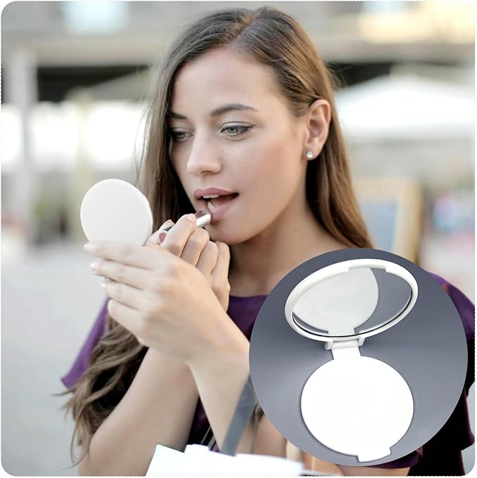 Tenalleys Mini Round Folding Mirror Portable Pocket Mirror Makeup Mirror for Purse Travel Makeup Mirror for Women Girls Daily Use (20 Pcs White)