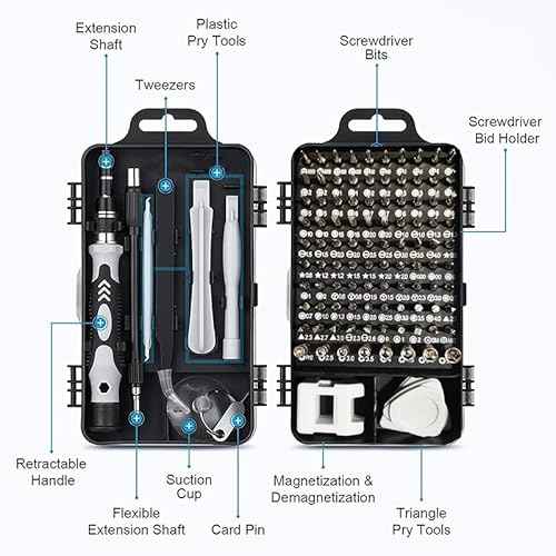 Ultimate 115 in 1 Precision Screwdriver Set - Chrome Vanadium Steel, Multi functional for PCs, Laptops, iPhones, iPads, Smartphones, and Watches - Essential DIY Repair Kit