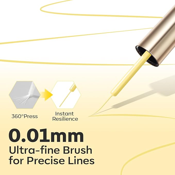 modelones Yellow French Tip Liner Gel Polish, 15 ML Butter Light Yellow Pastel Color Nail Art Paint Swirl with Fine Line Brush Soak Off U V DIY Home Salon Professional Manicure Design Gift for Women