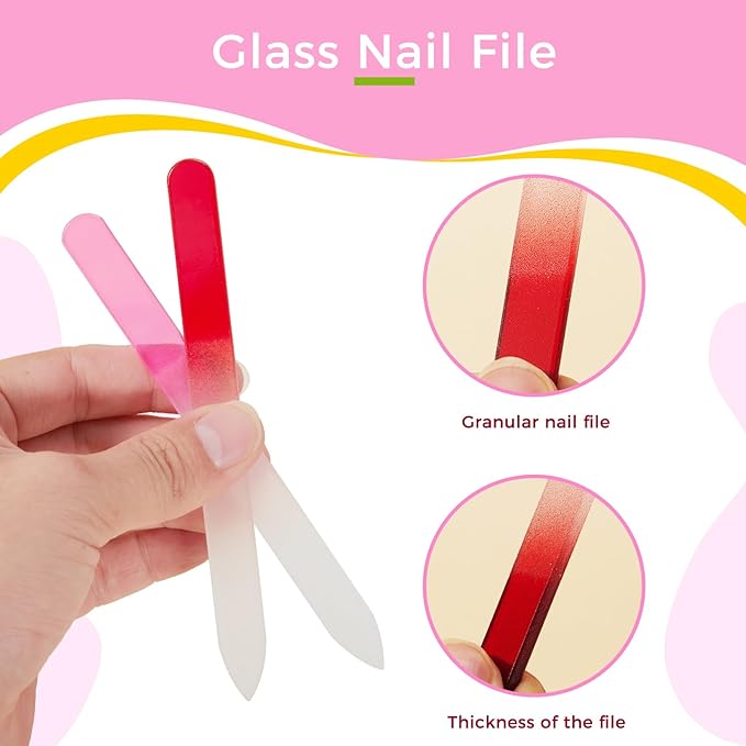6 Pieces Both Sides Glass Nail File Crystal Glass Nail Files for Natural Nails with Case Glass Files for Nails Finger Nail Files for WomenÃ¯Â¼ÂDark ColorÃ¯Â¼Â