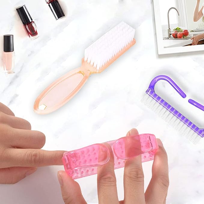 Handle Grip Nail Brush, Nail Cleaning Brushes Pedicure Scrubbing tool, Toes Fingernail Brush Scrub Cleaner kit for Men and Women 10 Pack (Multicolor)