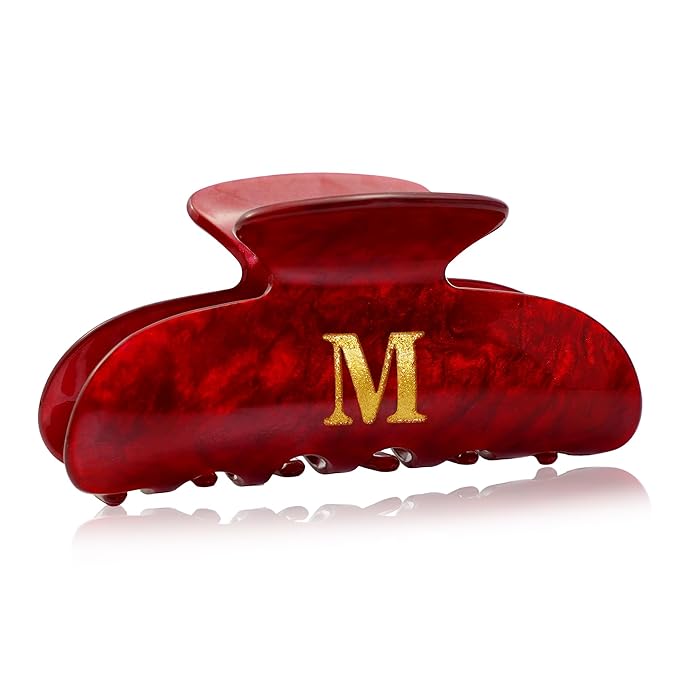 Teen Girl Gifts Trendy Stuff - Red Initial Cute Hair Clips, Letter Hair Claw Clips, Glitter Claw Clips Durable Hair Clips, Birthday Gifts for Teens Daughter Sister Christmas Gifts