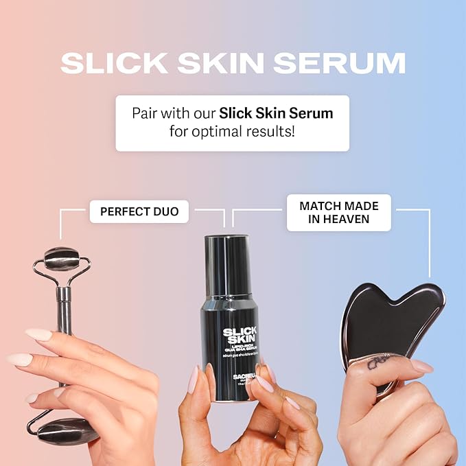 Sacheu Gua Sha Facial Tools Muscle Scraper — Face Gua Sha for Enhanced Lymphatic Drainage, Reduced Puffiness and Relieved Facial Tension, Metal Face Sculpting Tool with Travel Pouch
