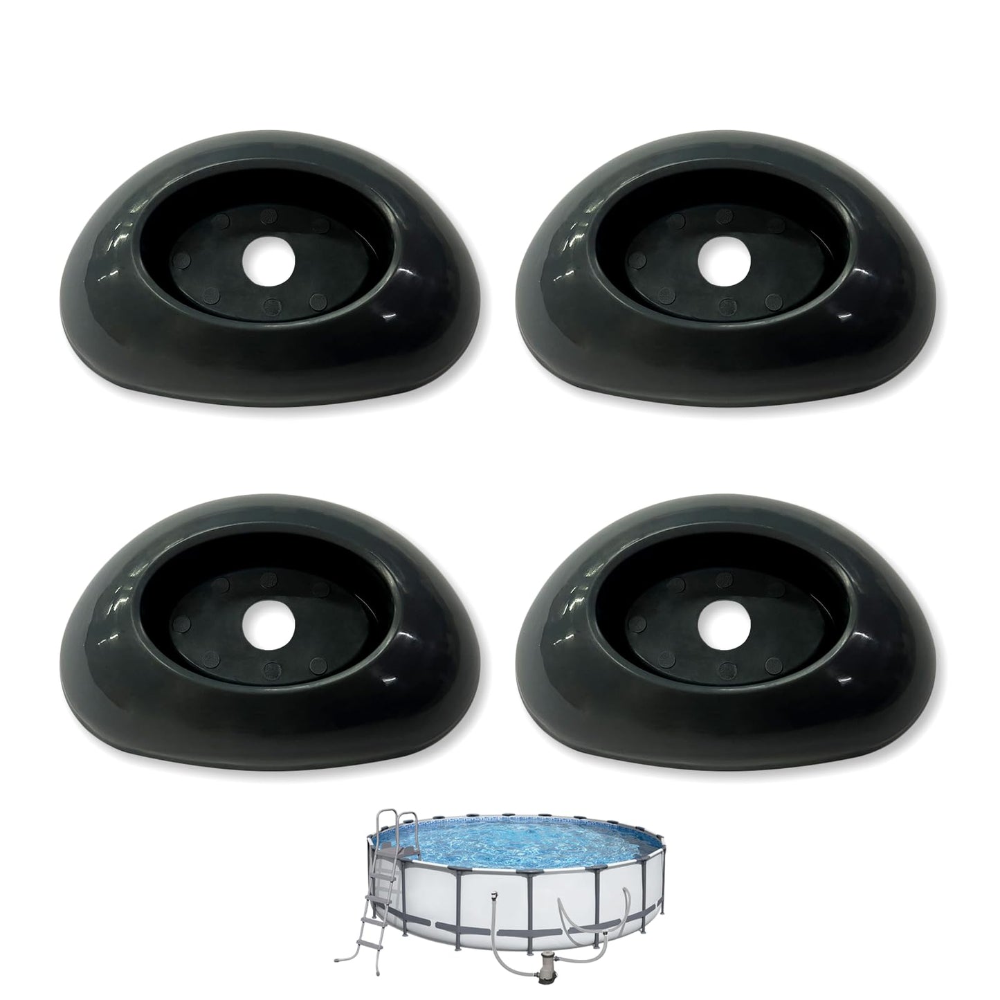 4 Pcs Footing Leg Cap Above-Ground Pool Replacement for Bestway Steel Pro MAX & Power Steel 16Ft /18Ft x 48In Frame Pool, Bestway P61802 Footing Leg Cap Grey
