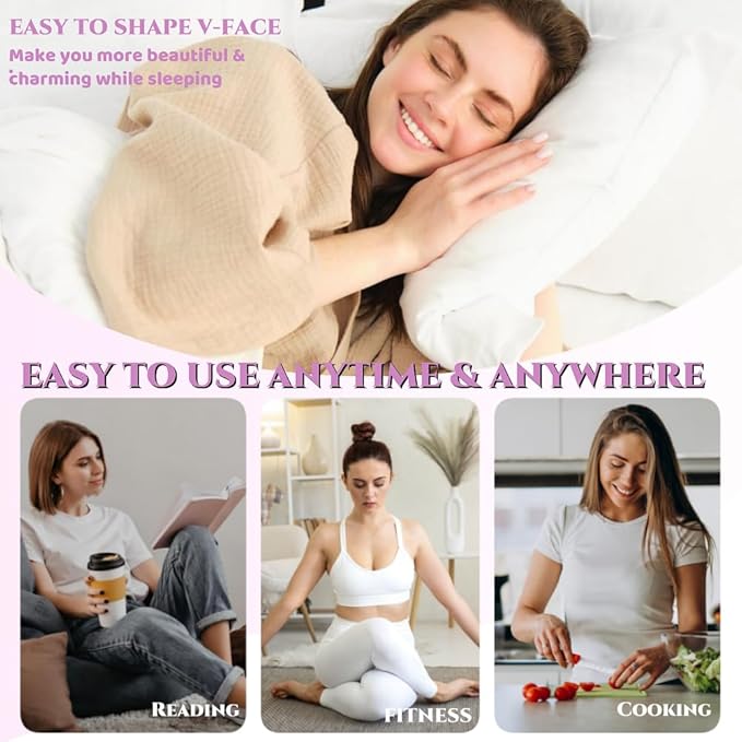 ROWMATE Graphene V-Line Mask Chin Up Mask V Shaped Face Mask Chin strap for sleeping,Jawline Shaper,Lilac,Small