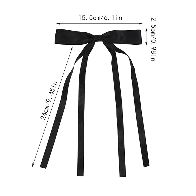 Hair Bows Clips Coquette Ribbon Bowknot with Long Tail Princess Hair Bows French Barrettes Hair Accessories for Women Girls 16PCS (Wine Red, Rose red, White, Black)
