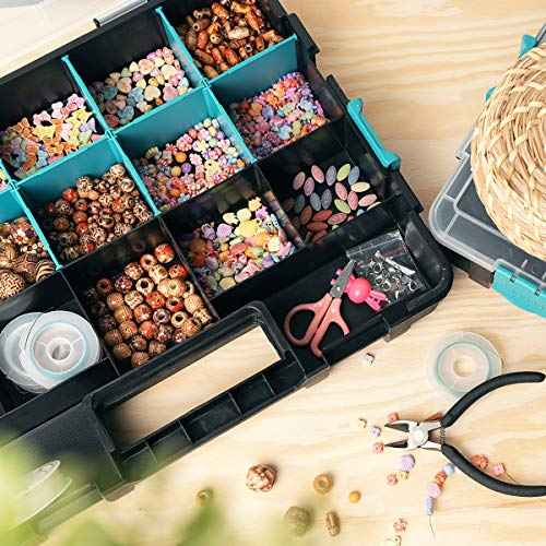 Navaris Plastic Storage Box - Stackable Organizer Case with Adjustable and Removable Divider Compartment for Tools, Small Items, Jewelry - 2 Boxes