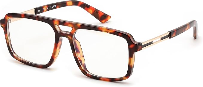 FEISEDY Retro Aviator Blue Light Glasses for Men Women Square Frame Computer Reading/TV/Phones Glasses B0209