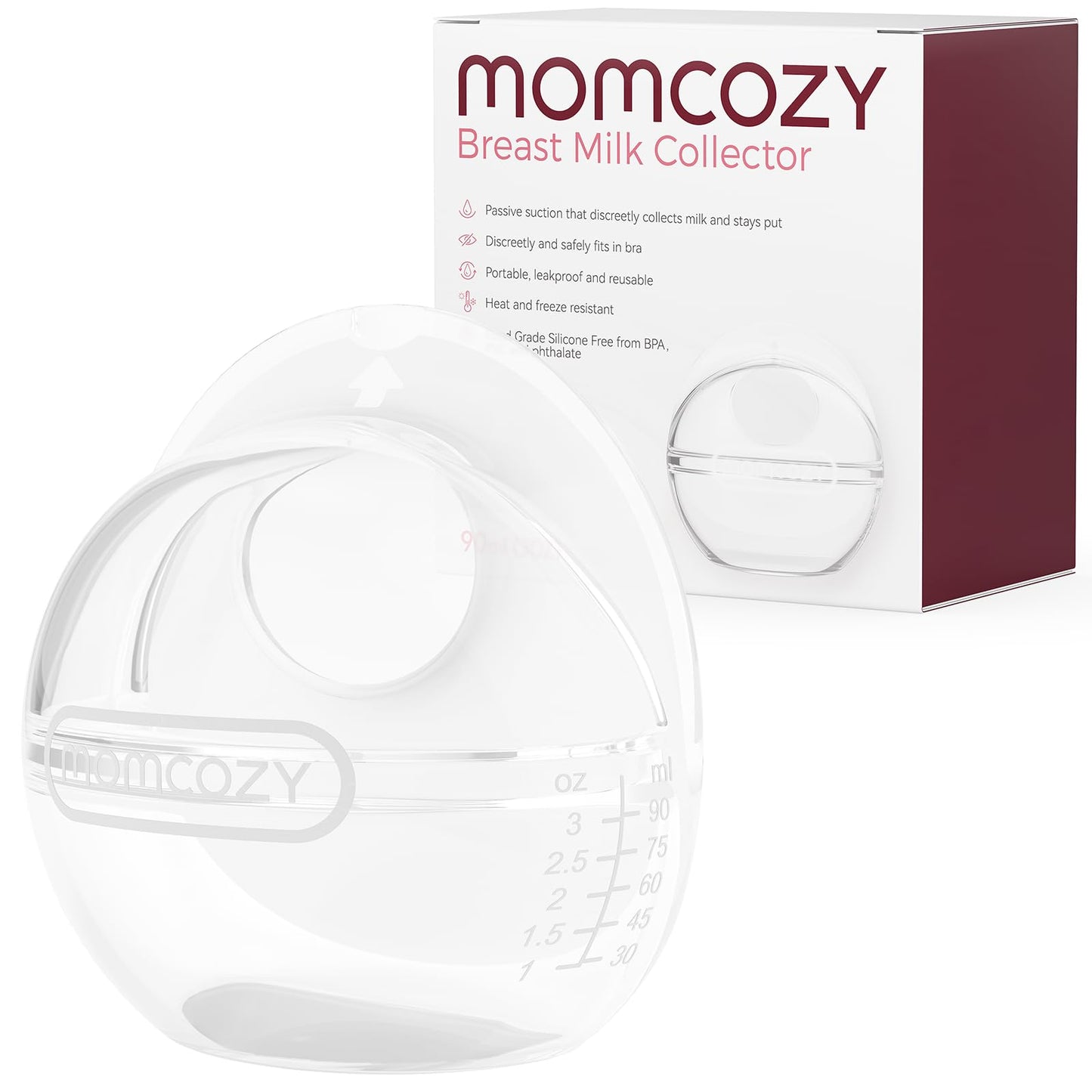 Momcozy Breast Milk Collector, Milk Collectors for Breastfeeding, Reusable Breast Milk Shells, Silicone Catcher with More Fit & Soft (3oz/90ml, 1 Count)