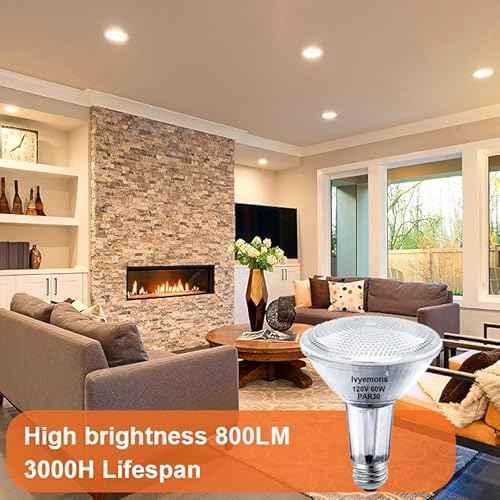 Par30 Flood Light Bulbs, 6-Pack Dimmable Par30 Halogen Bulb 2800K Warm White Flicker Free Par30 Long Neck Halogen 60W Bulb E26 Base for Accent Lighting, Tracking Lighting & Recessed Lighting