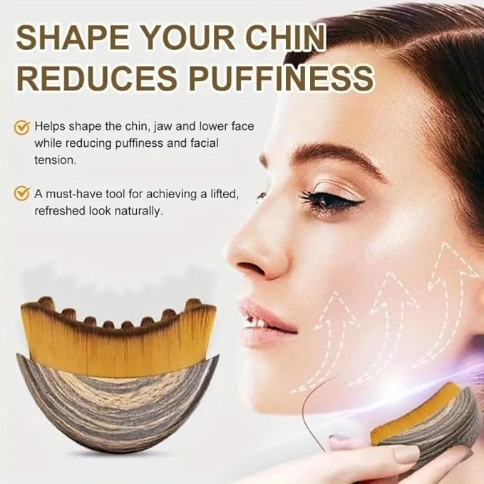 Lymphatic Contour Face Brush Drainage Massager Dry Sculpting Gua Sha Facial Depuffer Tool Massage Skin Lifting Beauty Appliance (2, Brown)