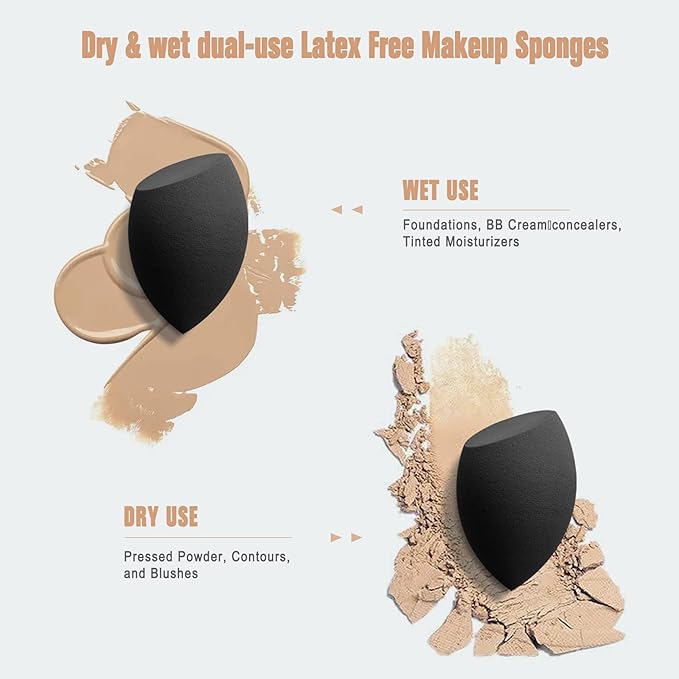 FERYES Makeup Sponge Holder with Makeup SpongeÃ¢ÂÂ Eco-Friendly Silicone Beauty Make Up Blender Case and Dry & Wet Use Foundation Sponge for Travel