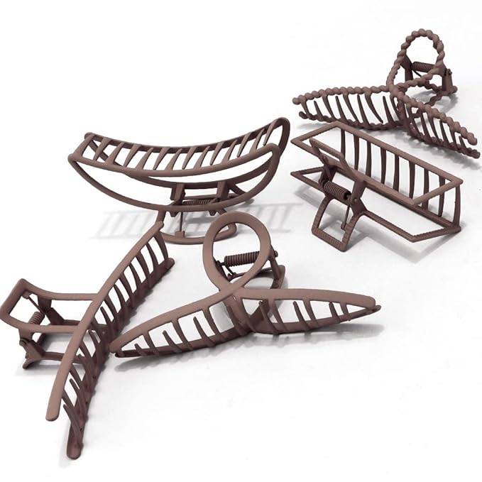 Large Metal Claw Clips for Thick and Long Hair, Butterfly Hair Styling Accessories, Hair Clamps for Women (Dark Coffee)