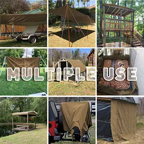 CARTMAN Finished Size 6x8 Feet Tan 2PK Canvas Tarp with Rustproof Grommets, Heavy Duty Multipurpose Tarpaulin Cover for Canopy Tent, Roof, Camping, Woodpile
